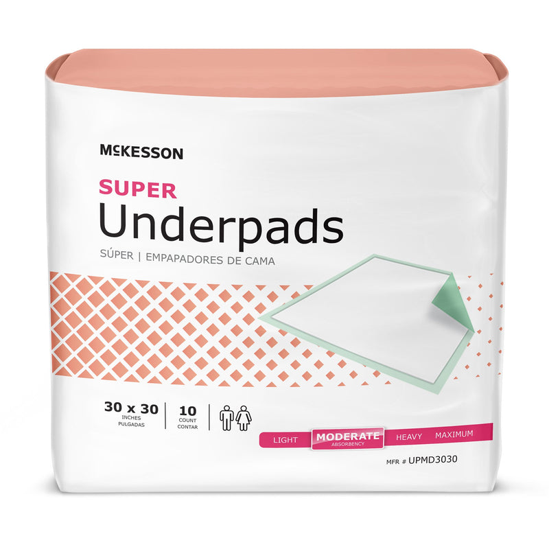 Package of McKesson Super Underpads on a white background