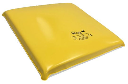 Yellow cushion with text on a white background