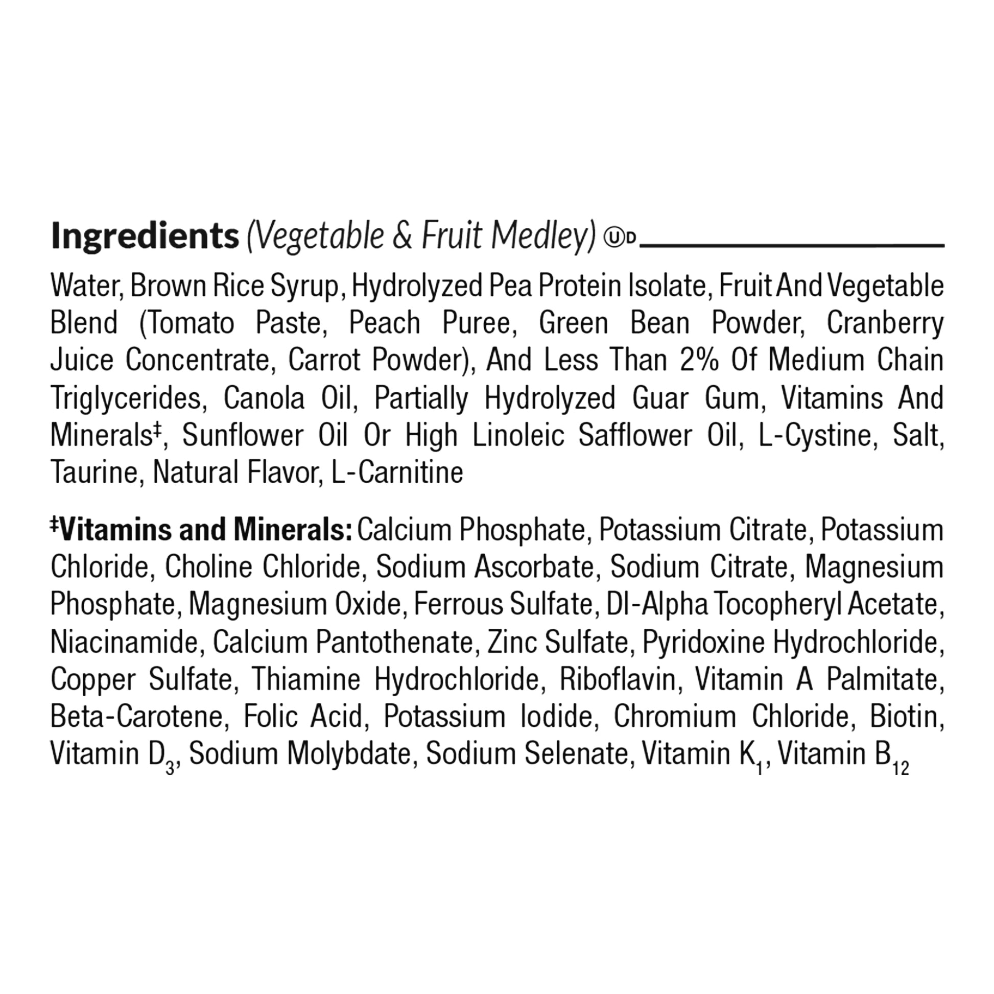 Ingredients list for a product on a white background