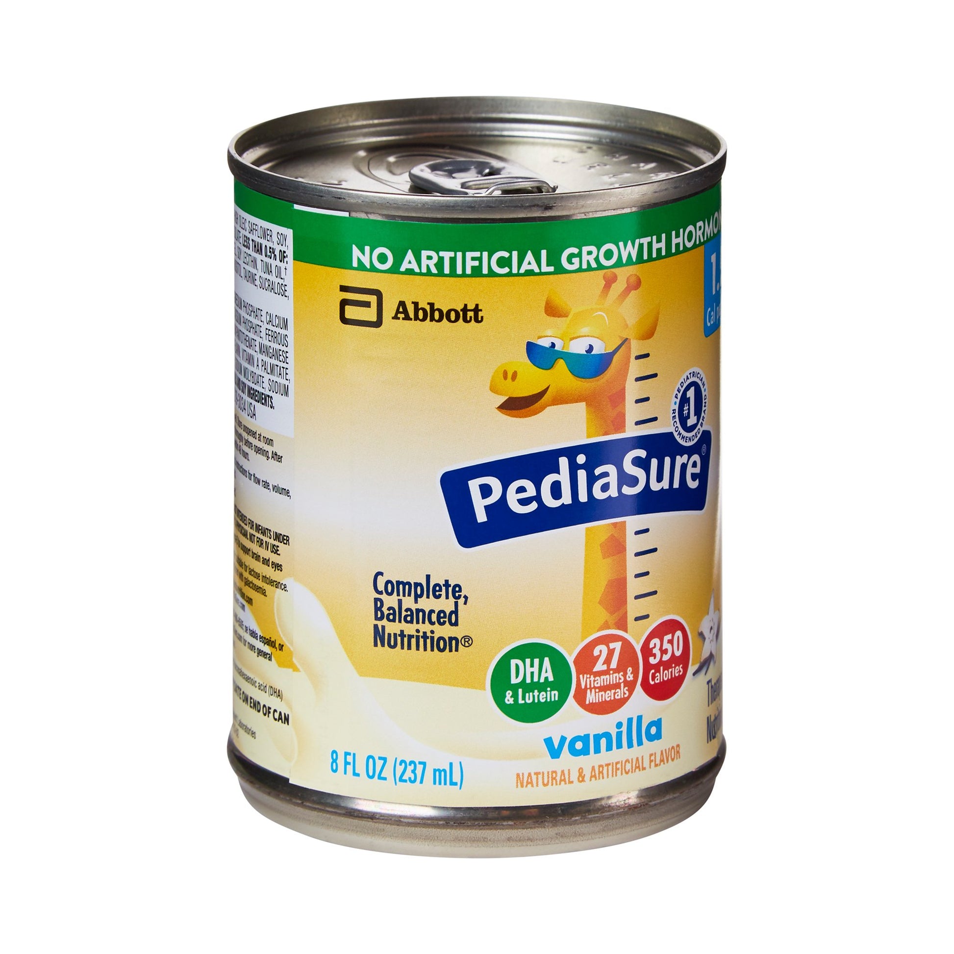 PediaSure vanilla flavor can on a white background