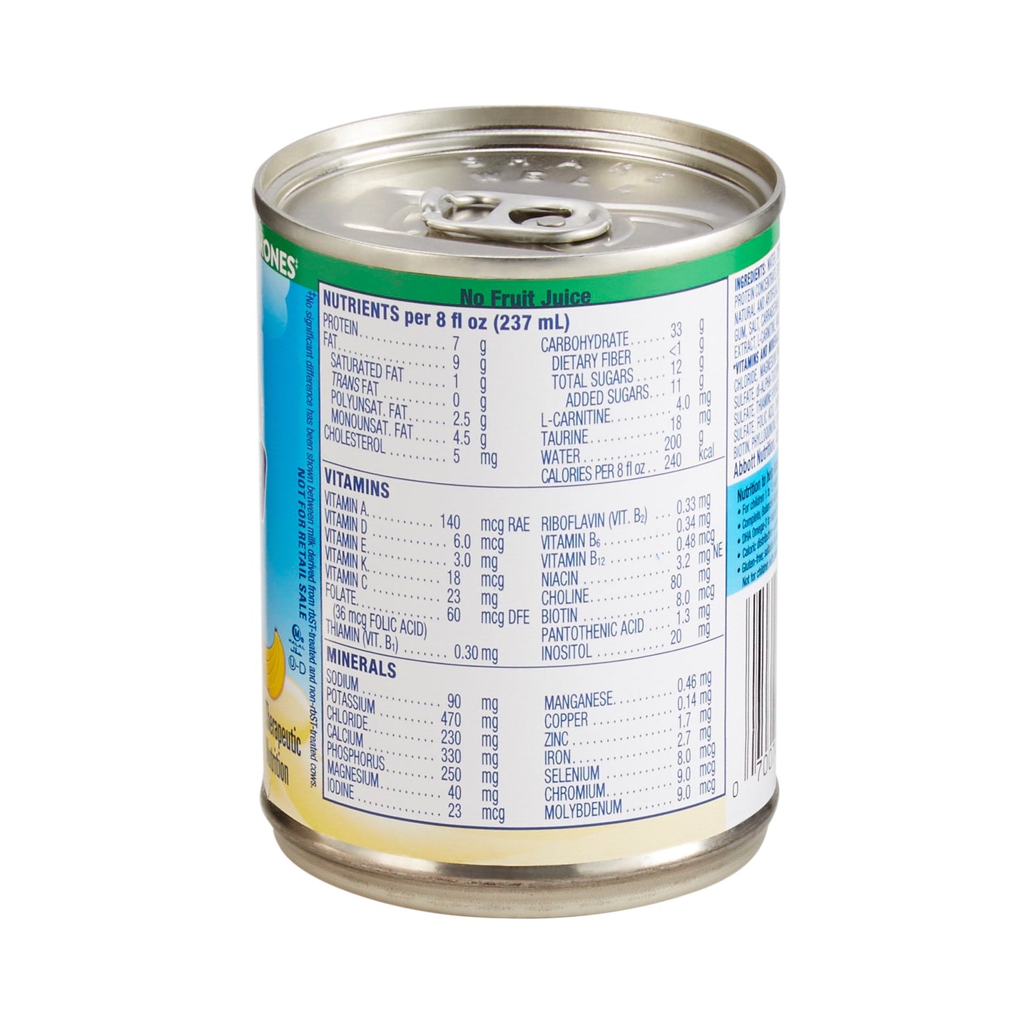 Can of food with nutritional label on a white background