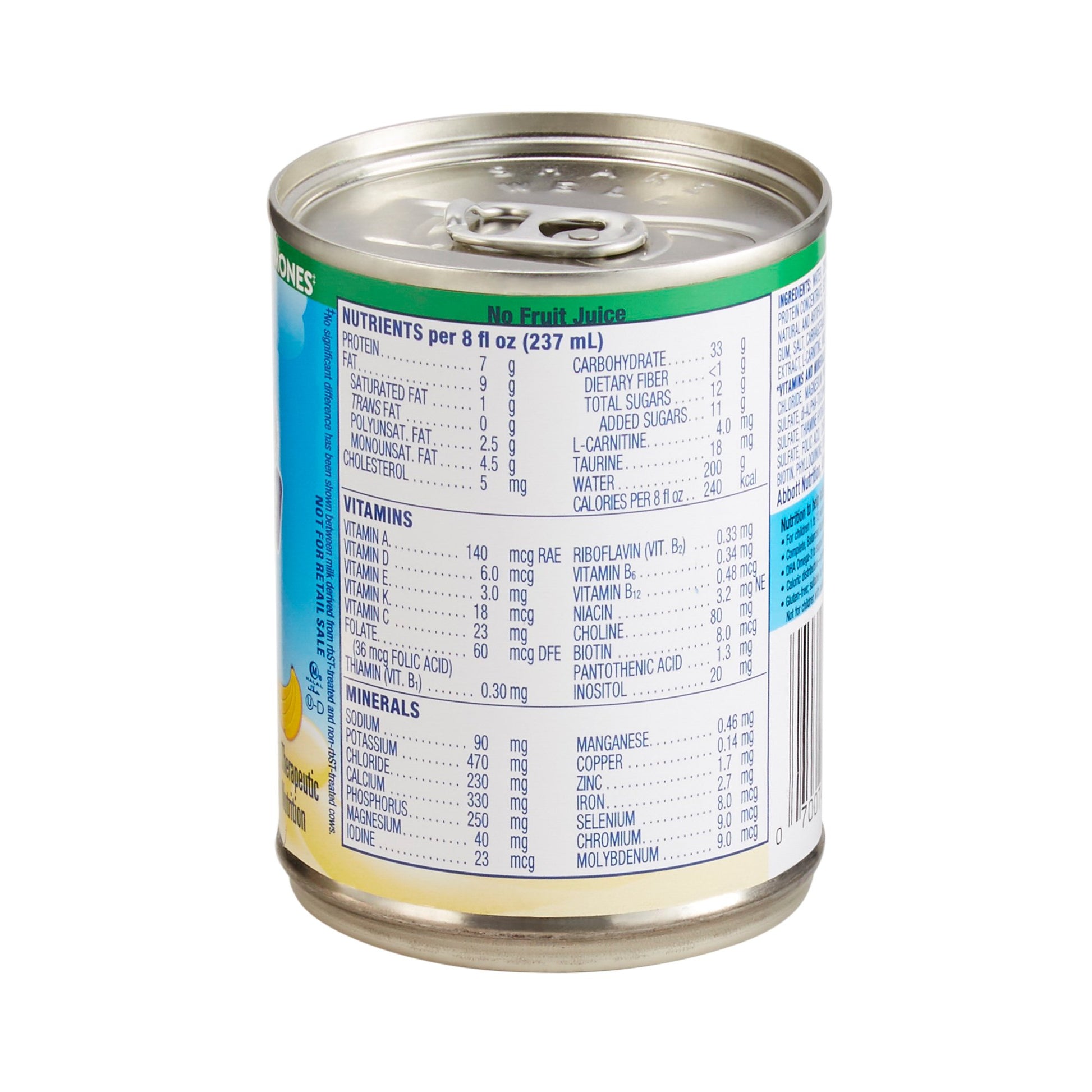 Can of food with nutritional label on a white background