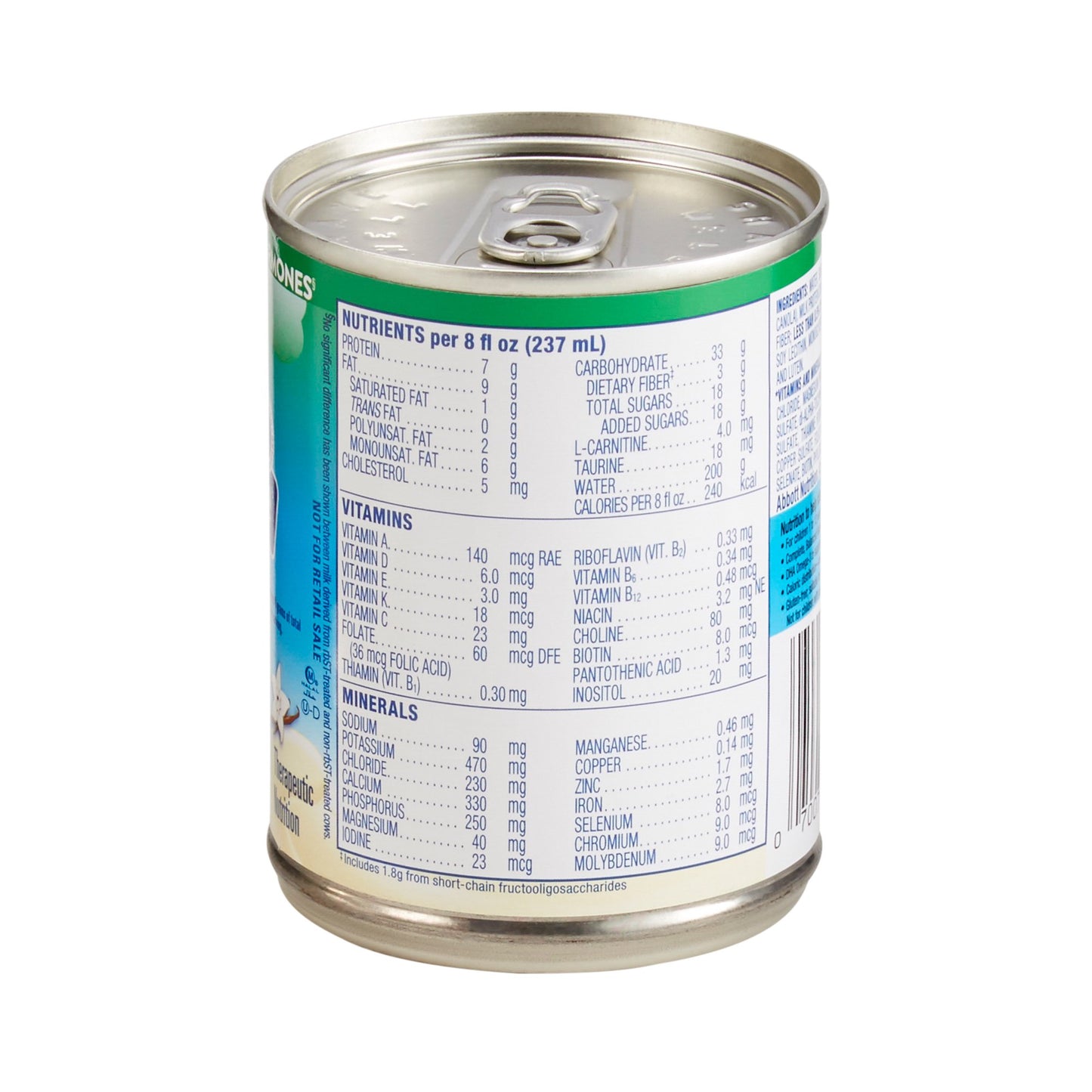 Can with nutritional label on a white background