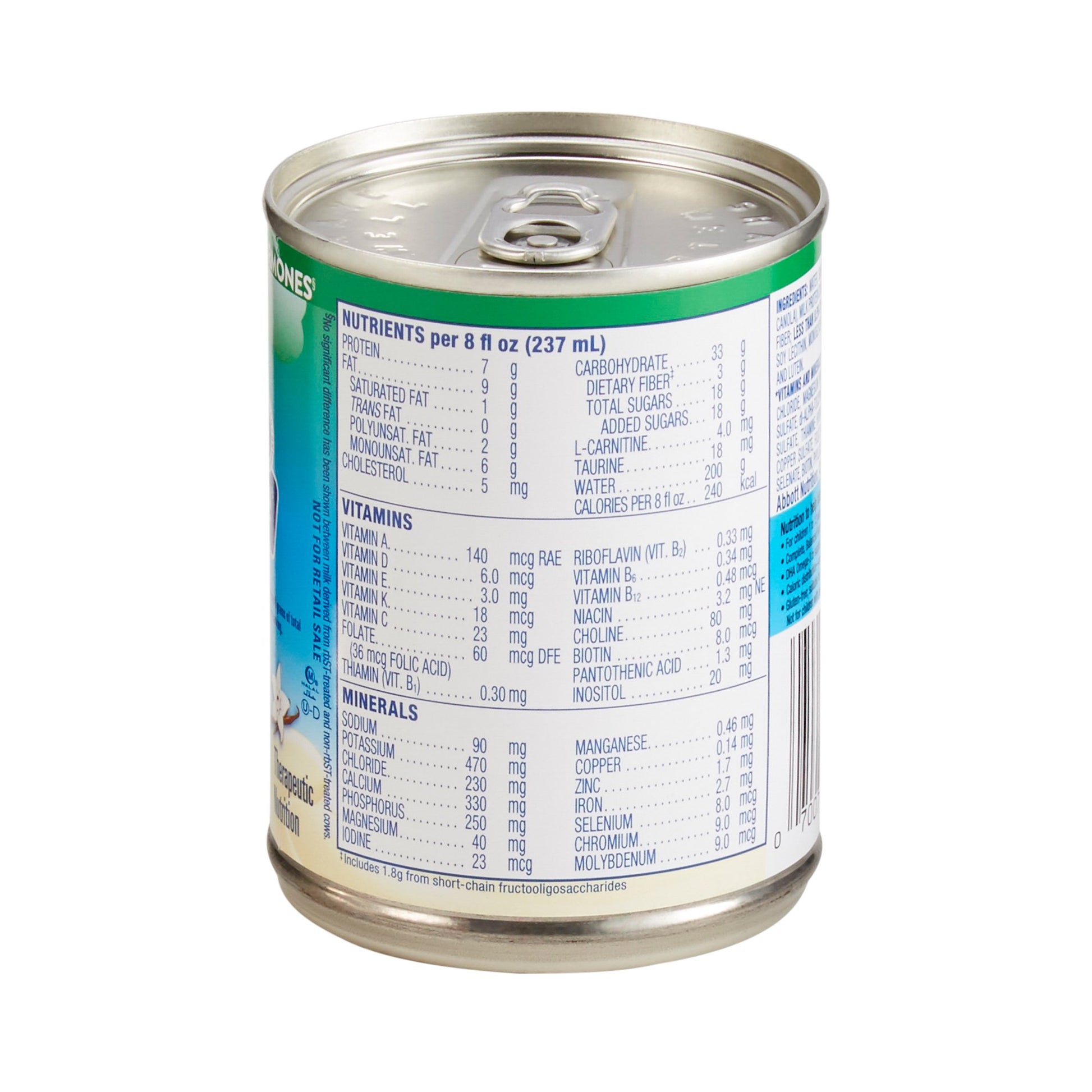 Can with nutritional label on a white background