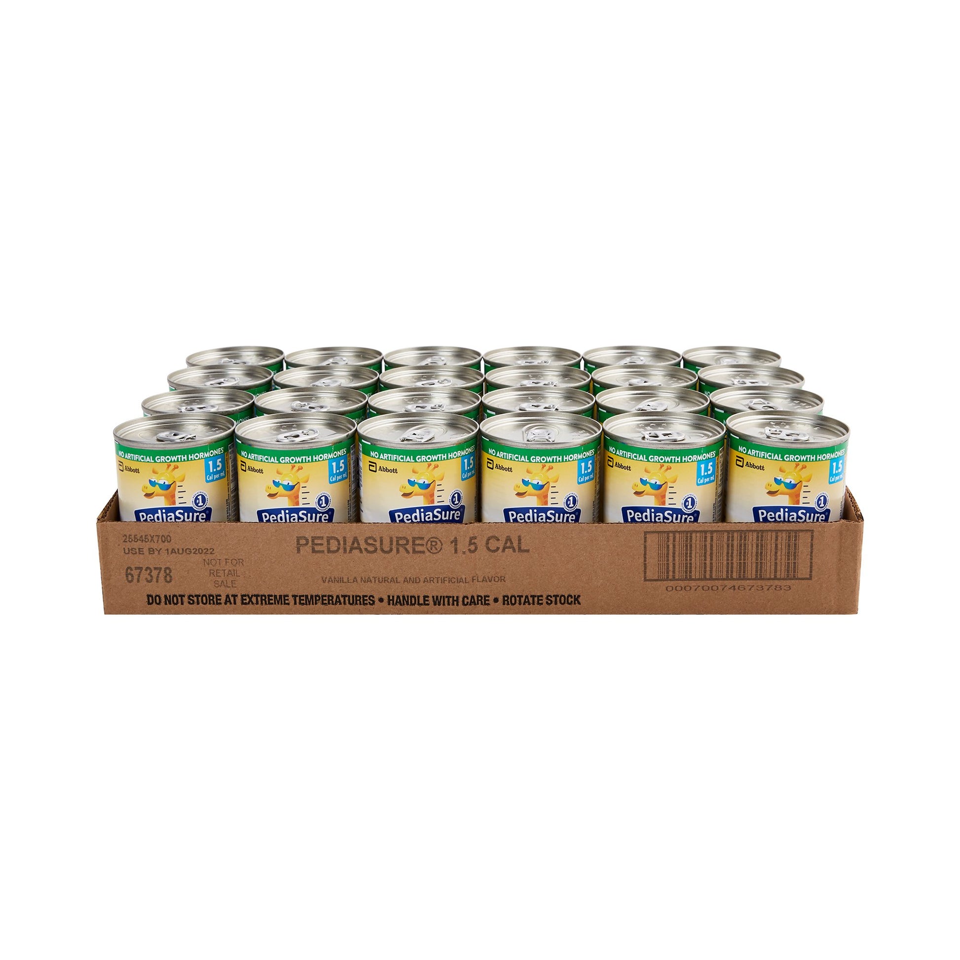 Carton of Pediasure 1.5 Cal cans on a white background