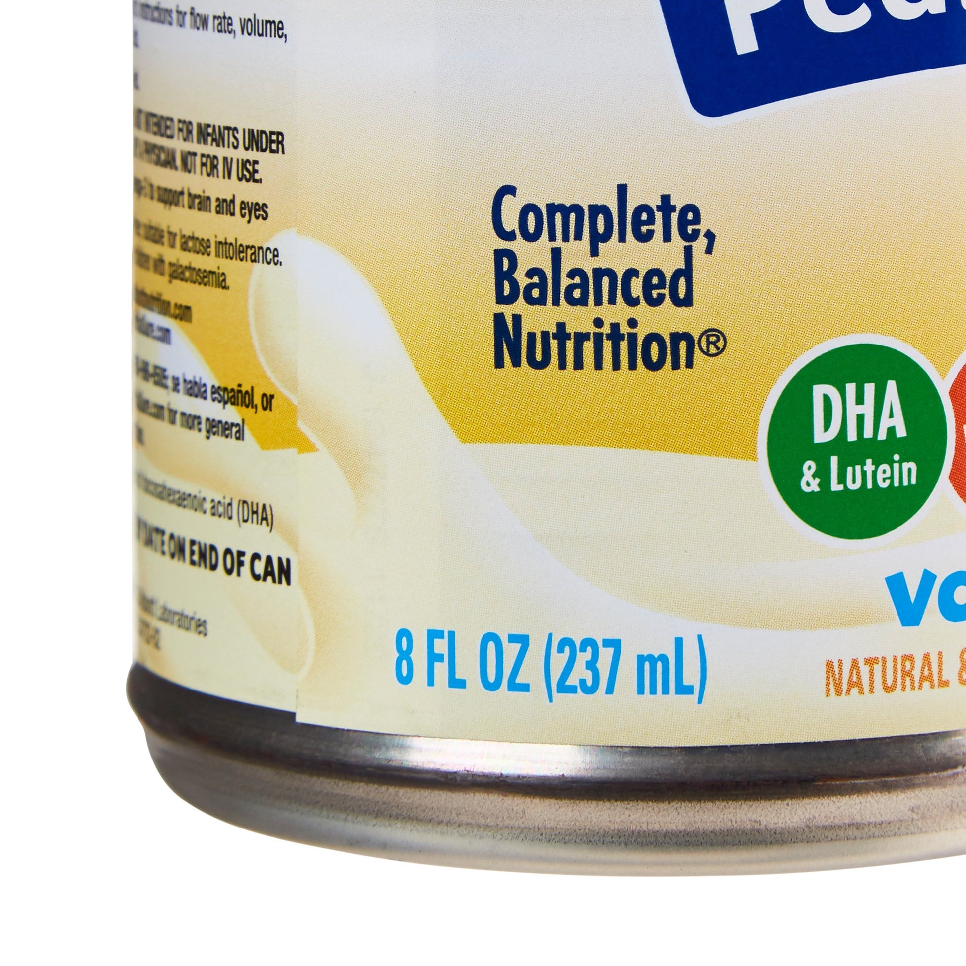 PediaSure vitamin supplement container with nutritional information on a white background