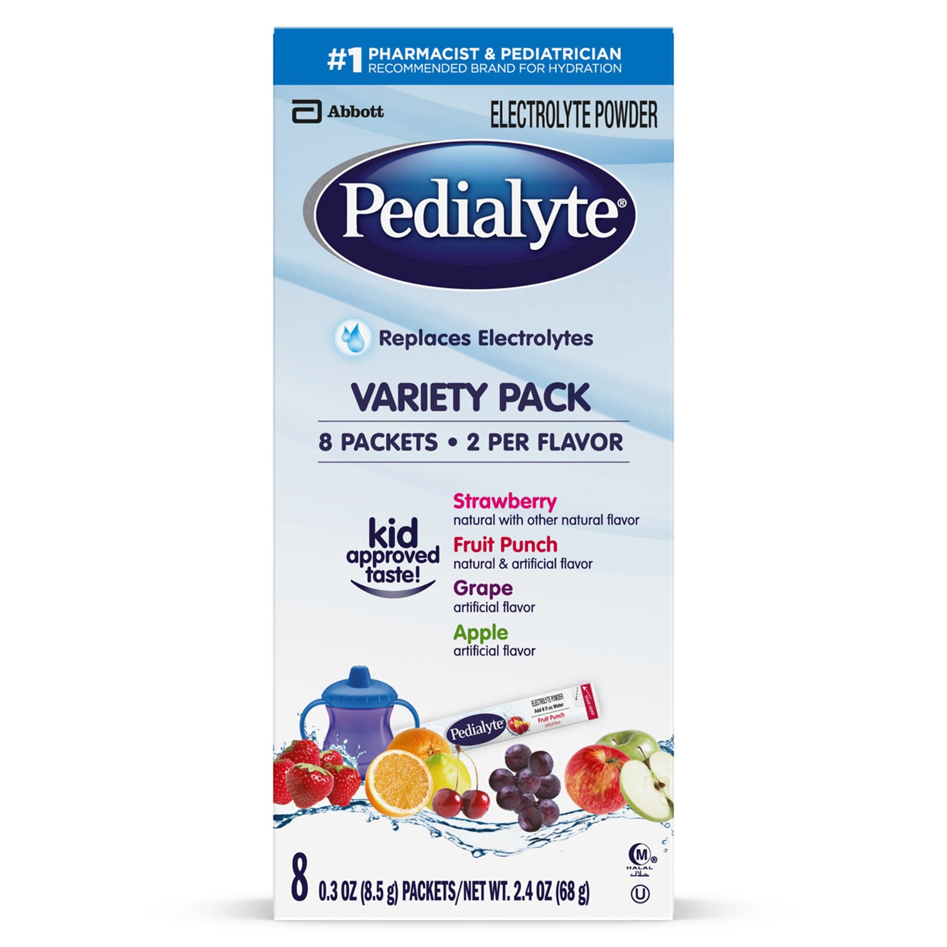Box of Pedialyte Variety Pack on a white background