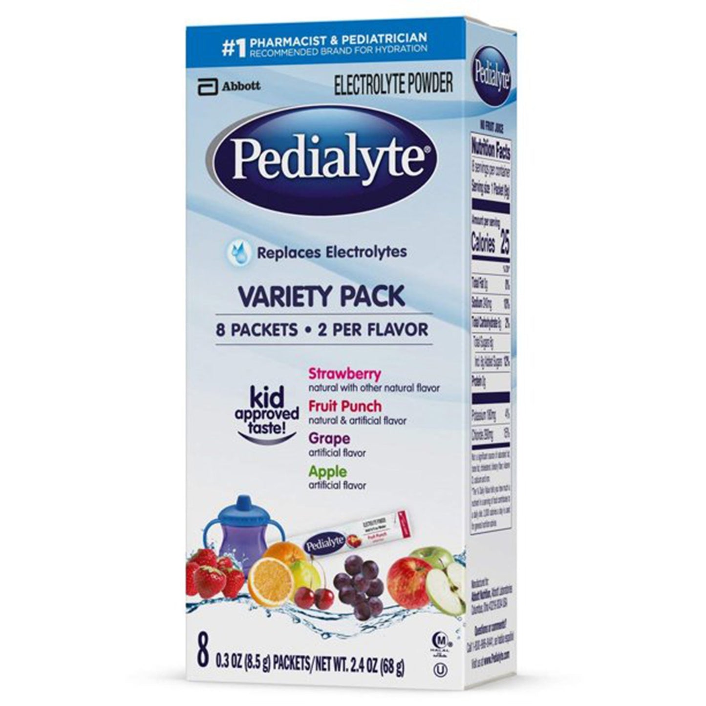 Box of Pedialyte Variety Pack on a white background