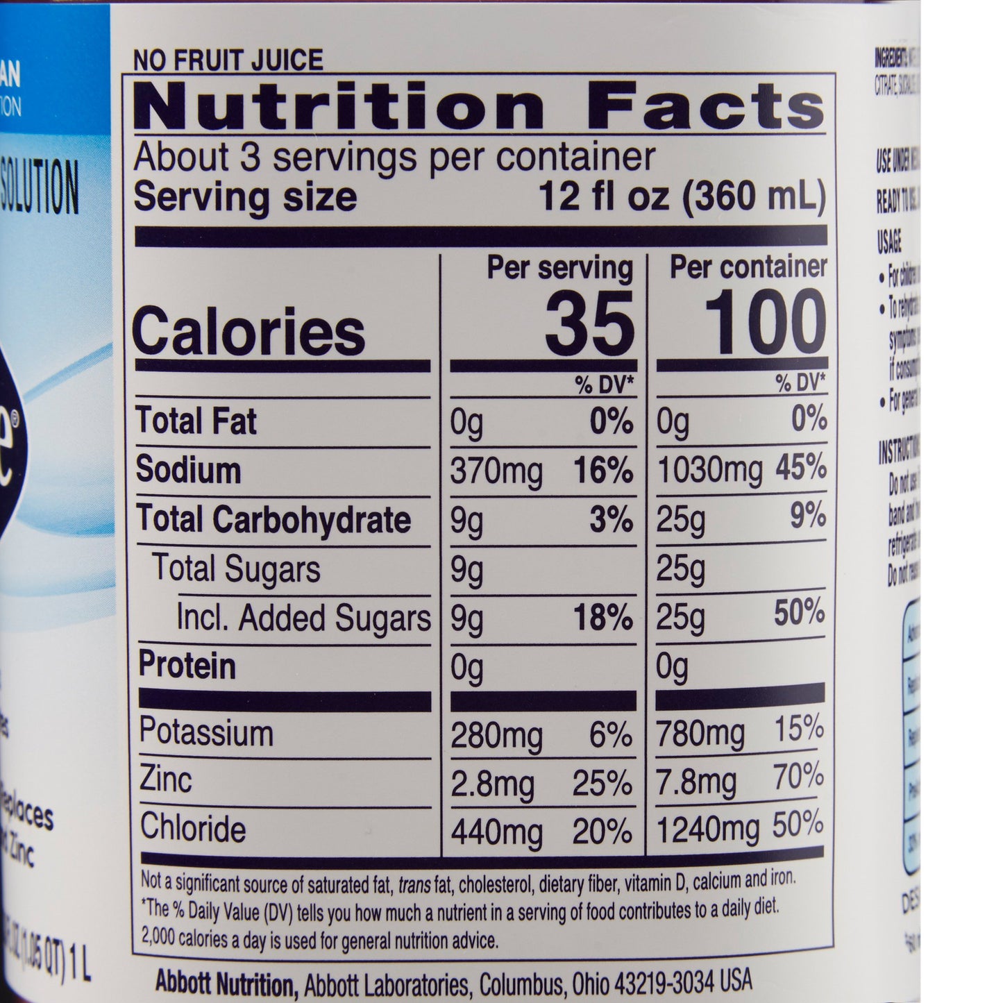 Oral Electrolyte Solution Pedialyte® Classic Grape Flavor 33.8 oz.