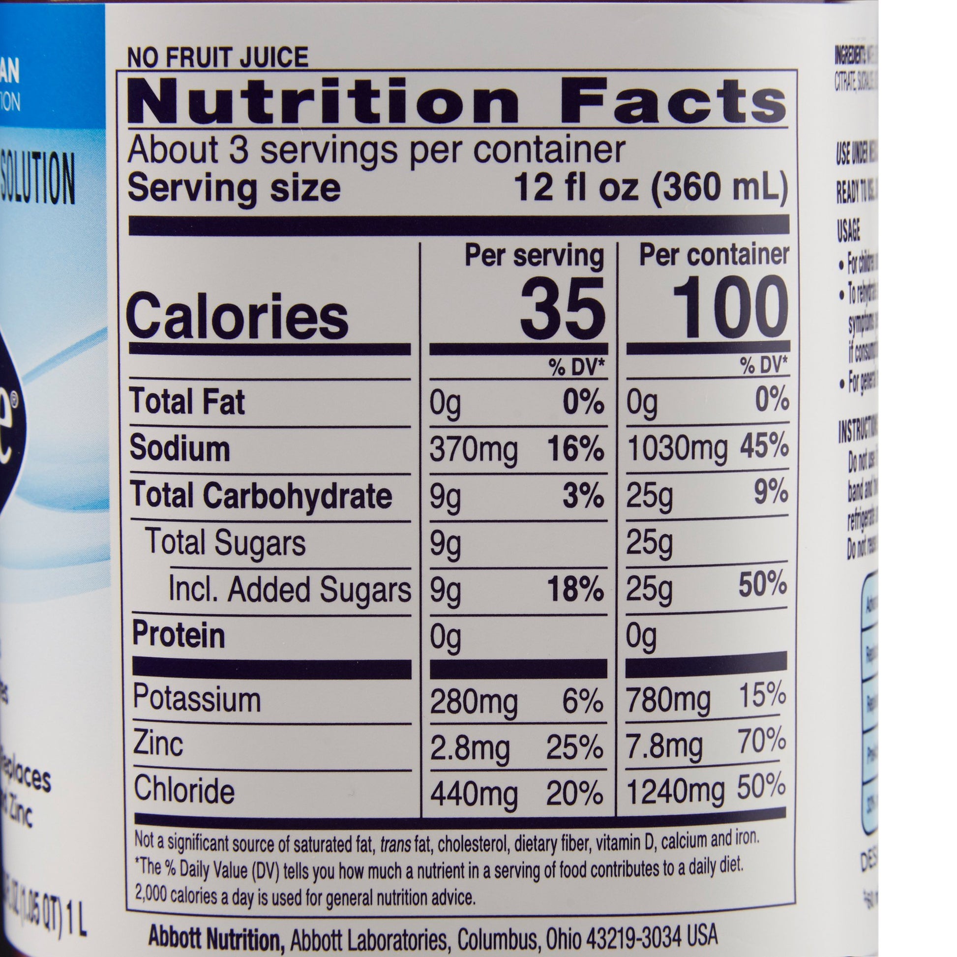 Oral Electrolyte Solution Pedialyte® Classic Grape Flavor 33.8 oz.