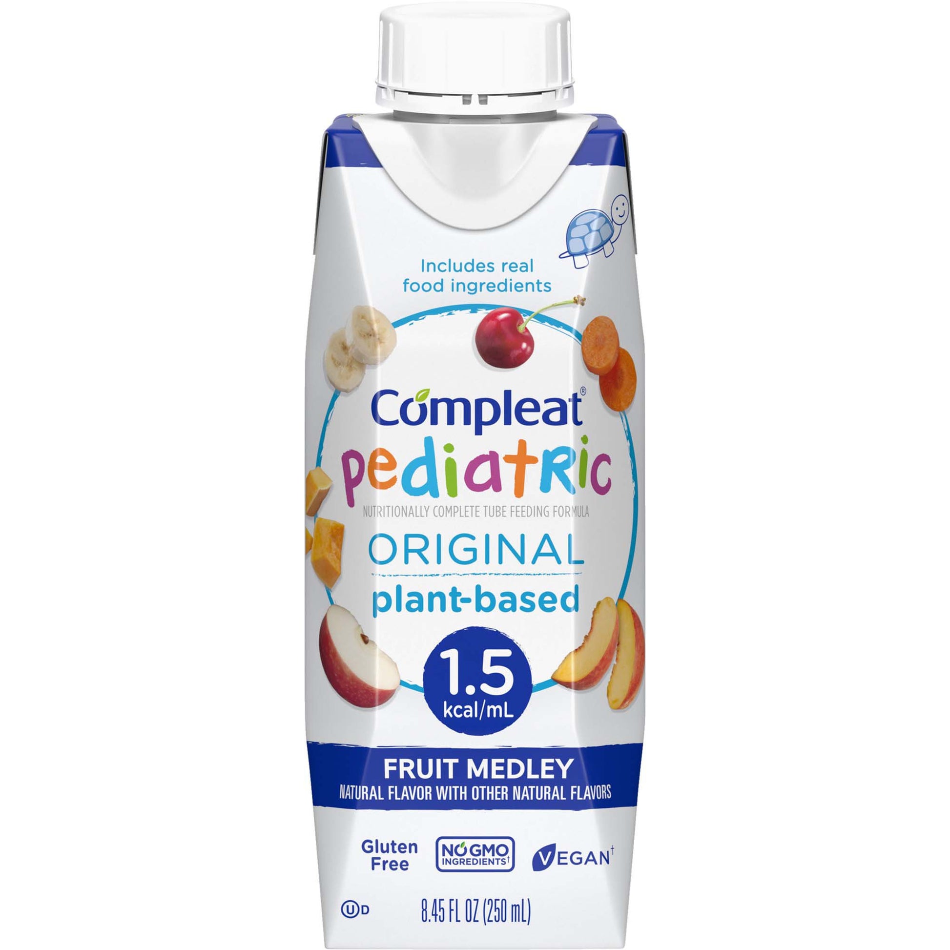 Compleat Pediatric plant-based fruit medley bottle on a white background