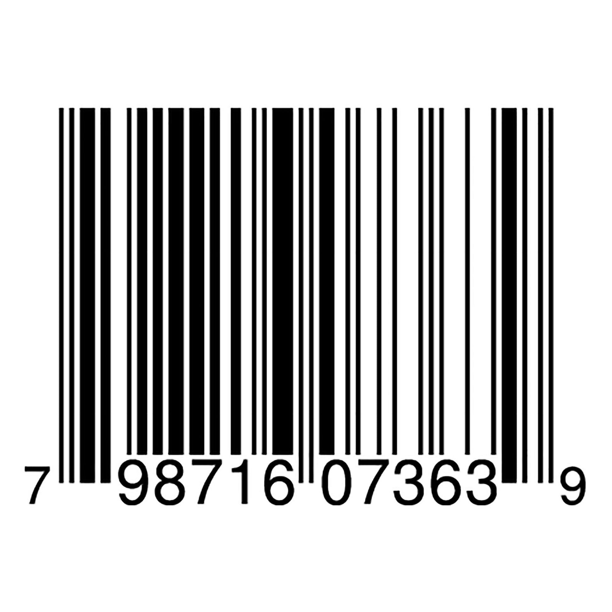 Barcode with a series of black and white bars on a white background