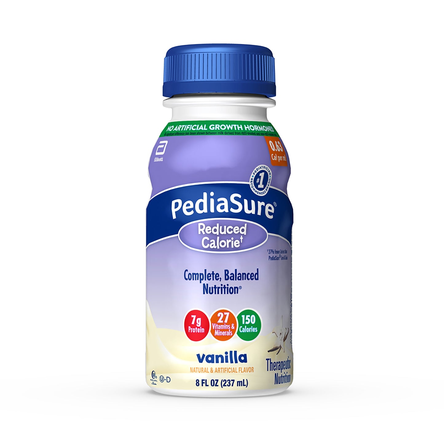 Pediasure Reduced Calorie Vanilla bottle on a white background