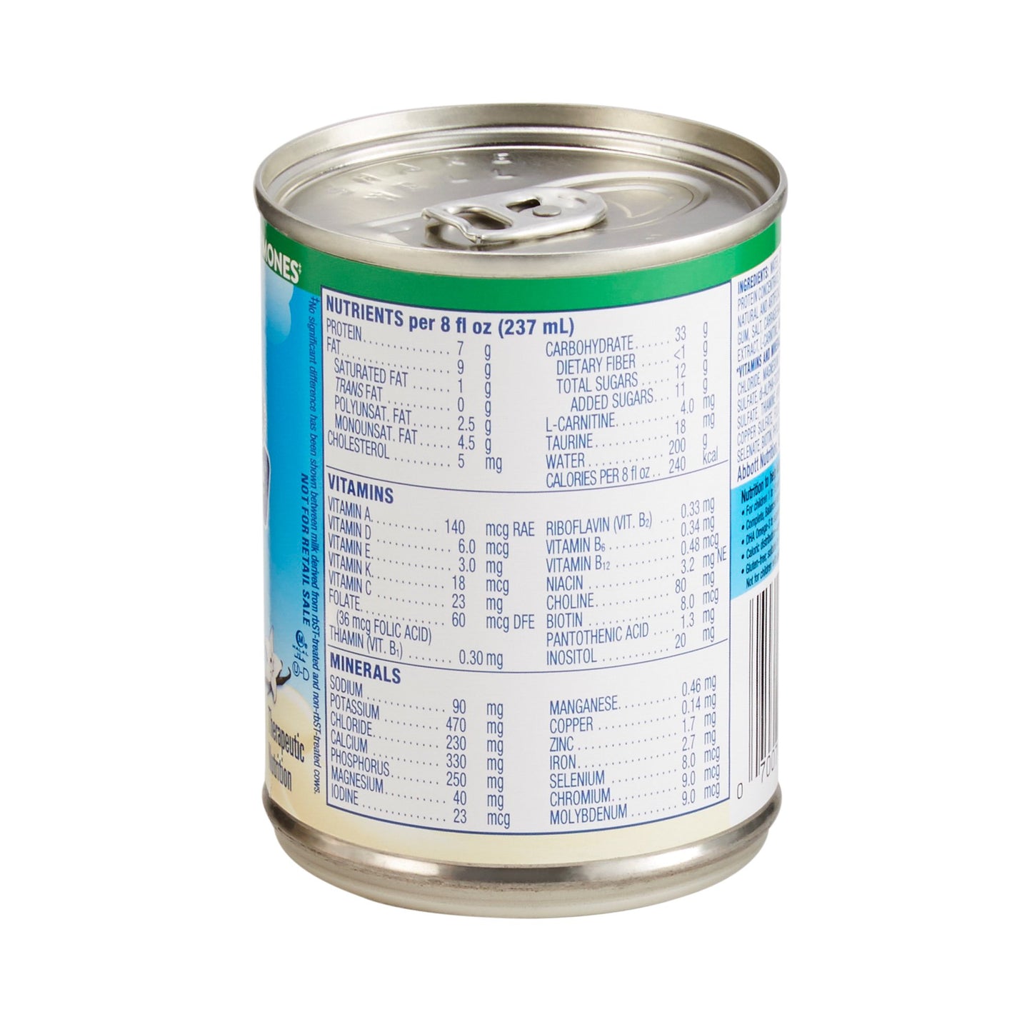 Can with nutritional label on a white background