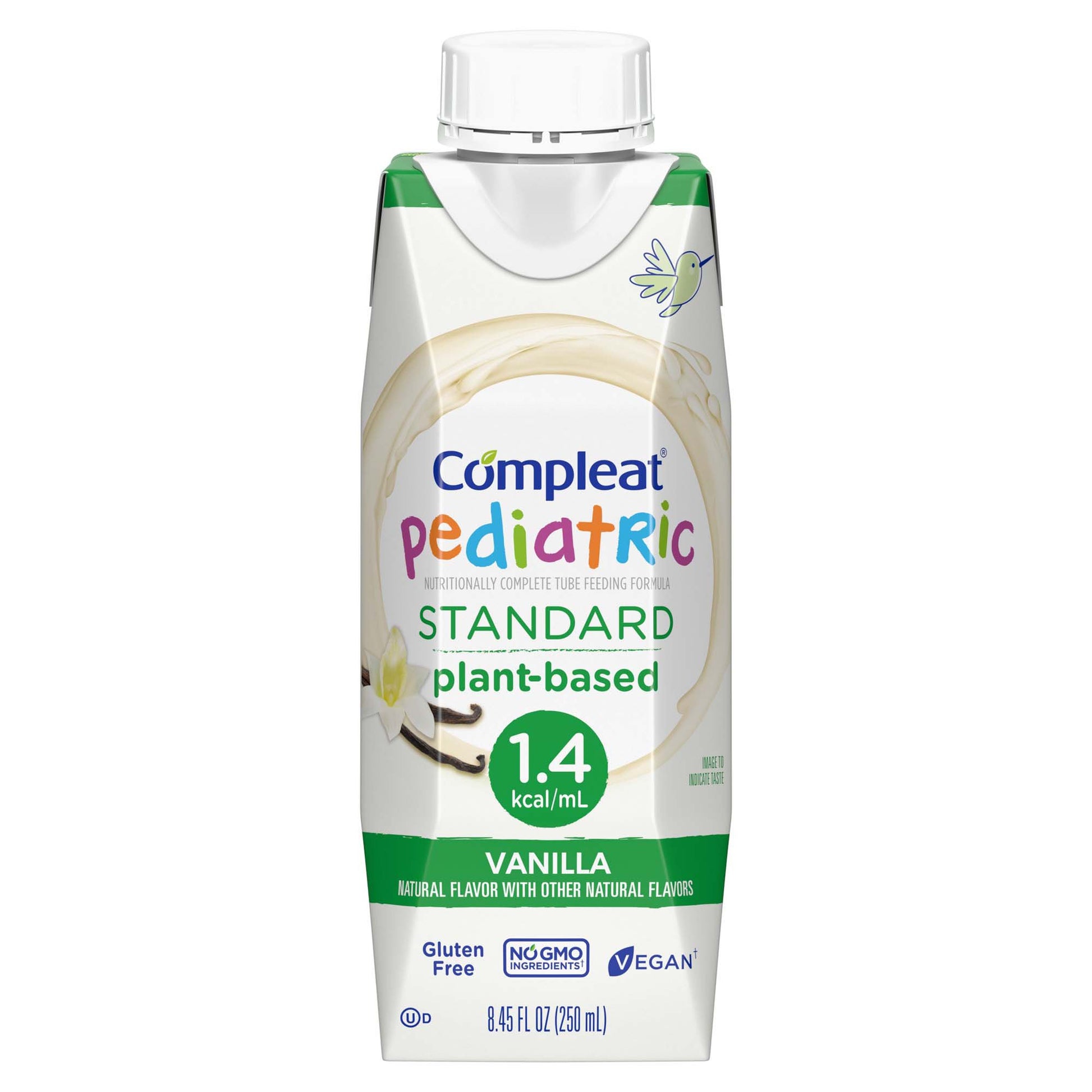 Compleat Pediatric plant-based vanilla drink container on a white background