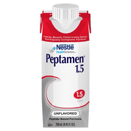 Nestle Peptamen 1.5 unflavored formula package on a white background