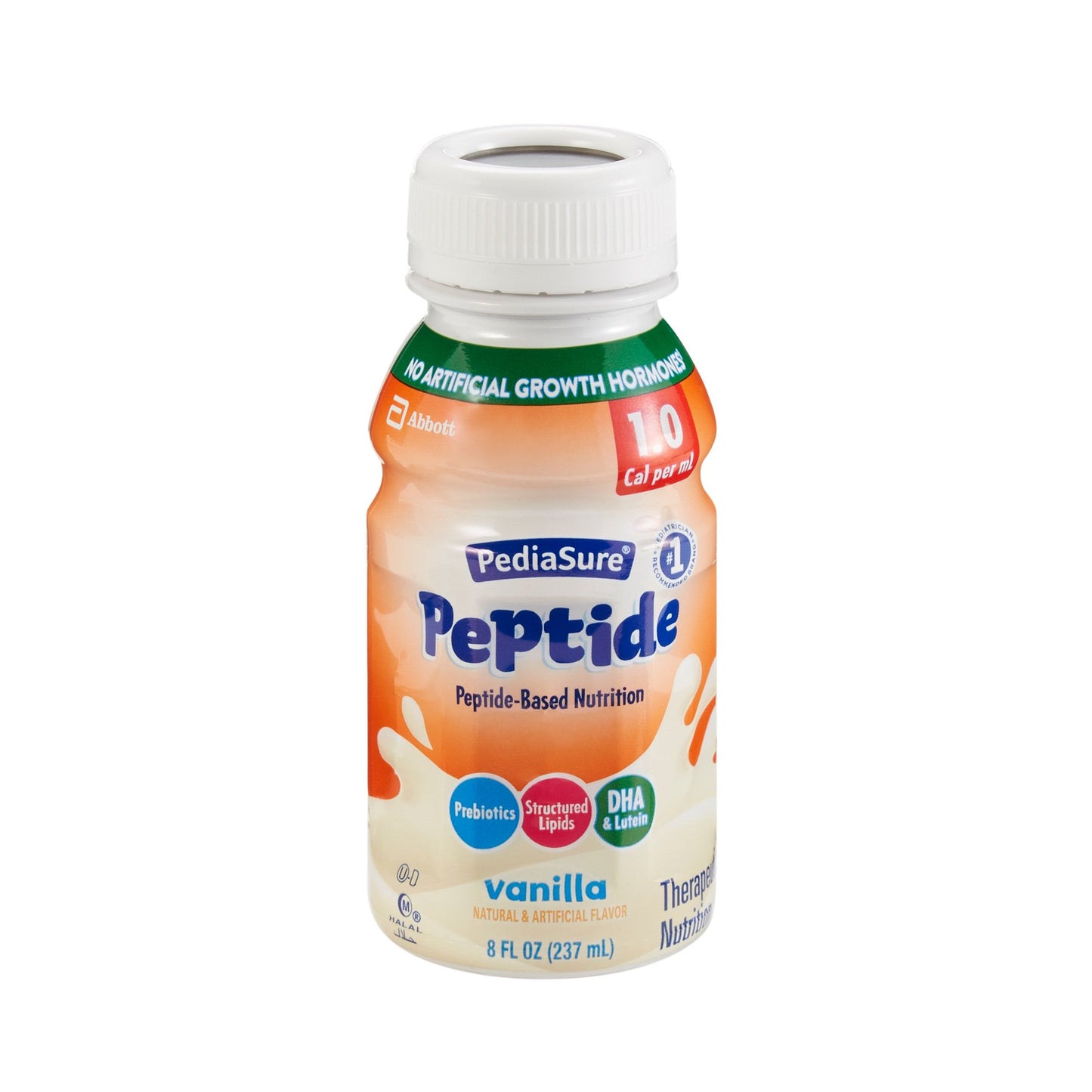 PediaSure Peptide Vanilla nutrition bottle on a white background
