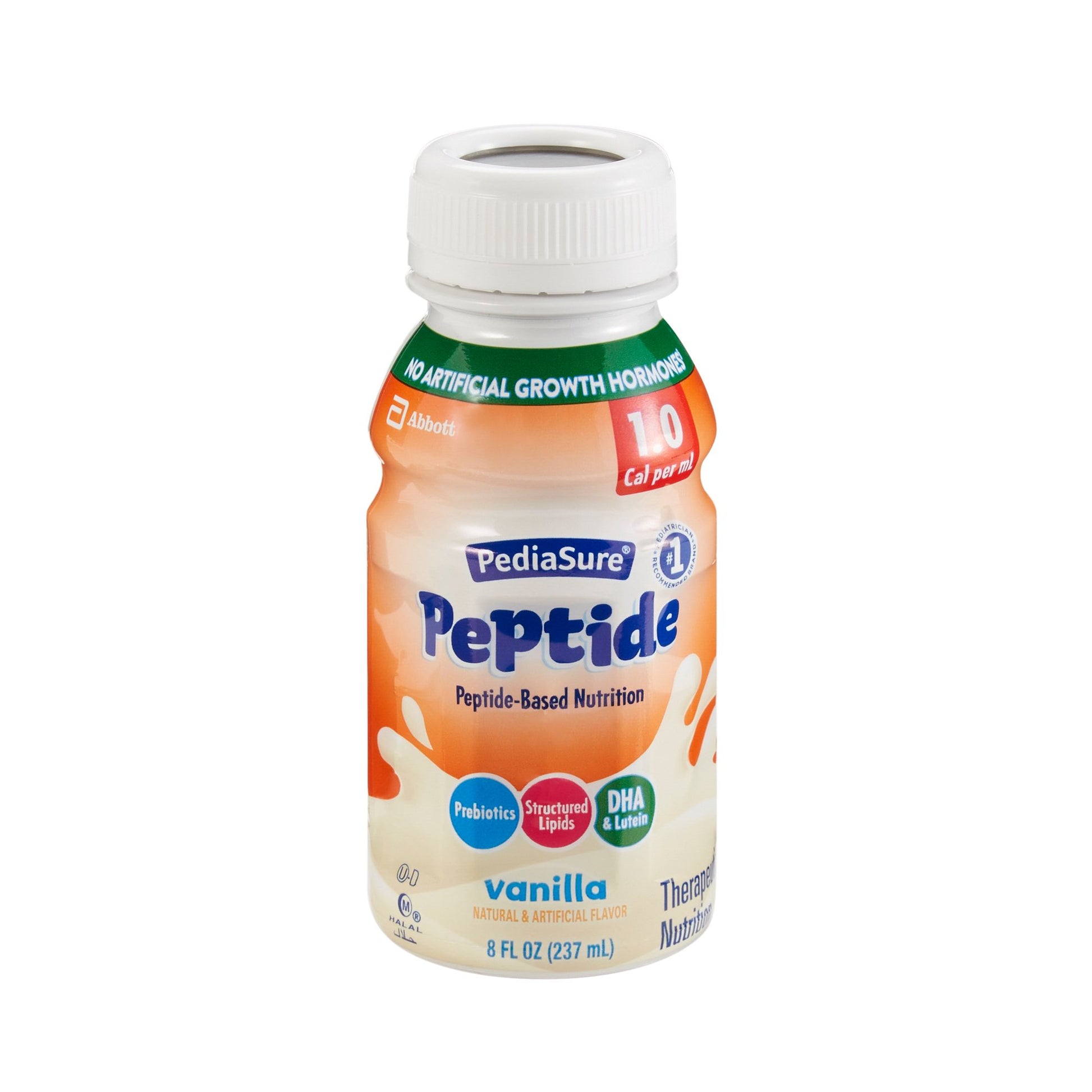 PediaSure Peptide Vanilla nutrition bottle on a white background