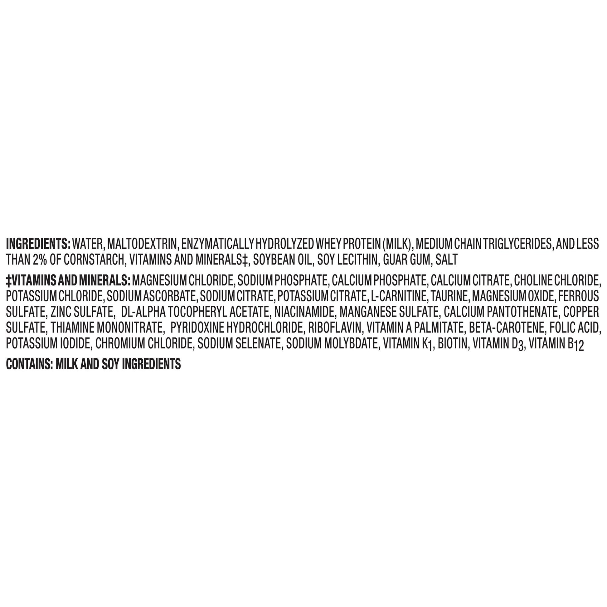 List of ingredients on a white background