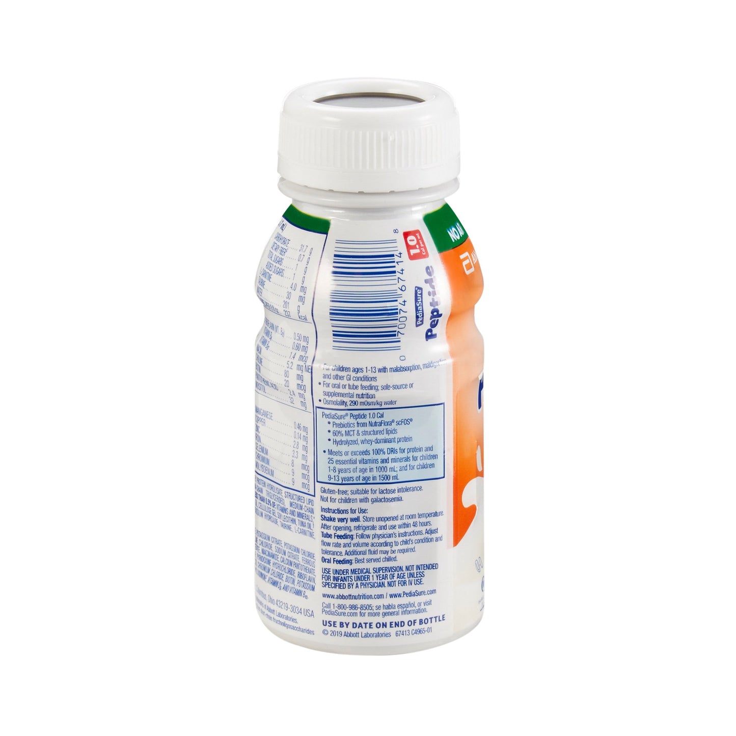 Bottle with a white cap on a white background