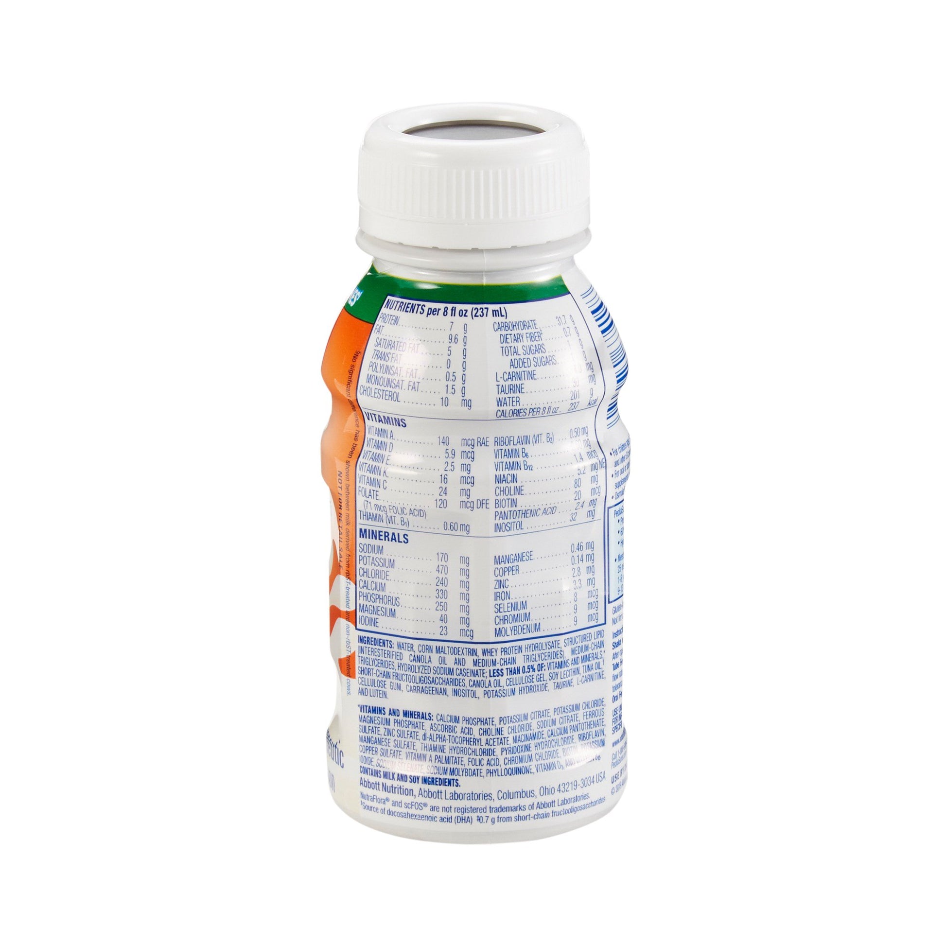 Bottle with a white cap on a white background