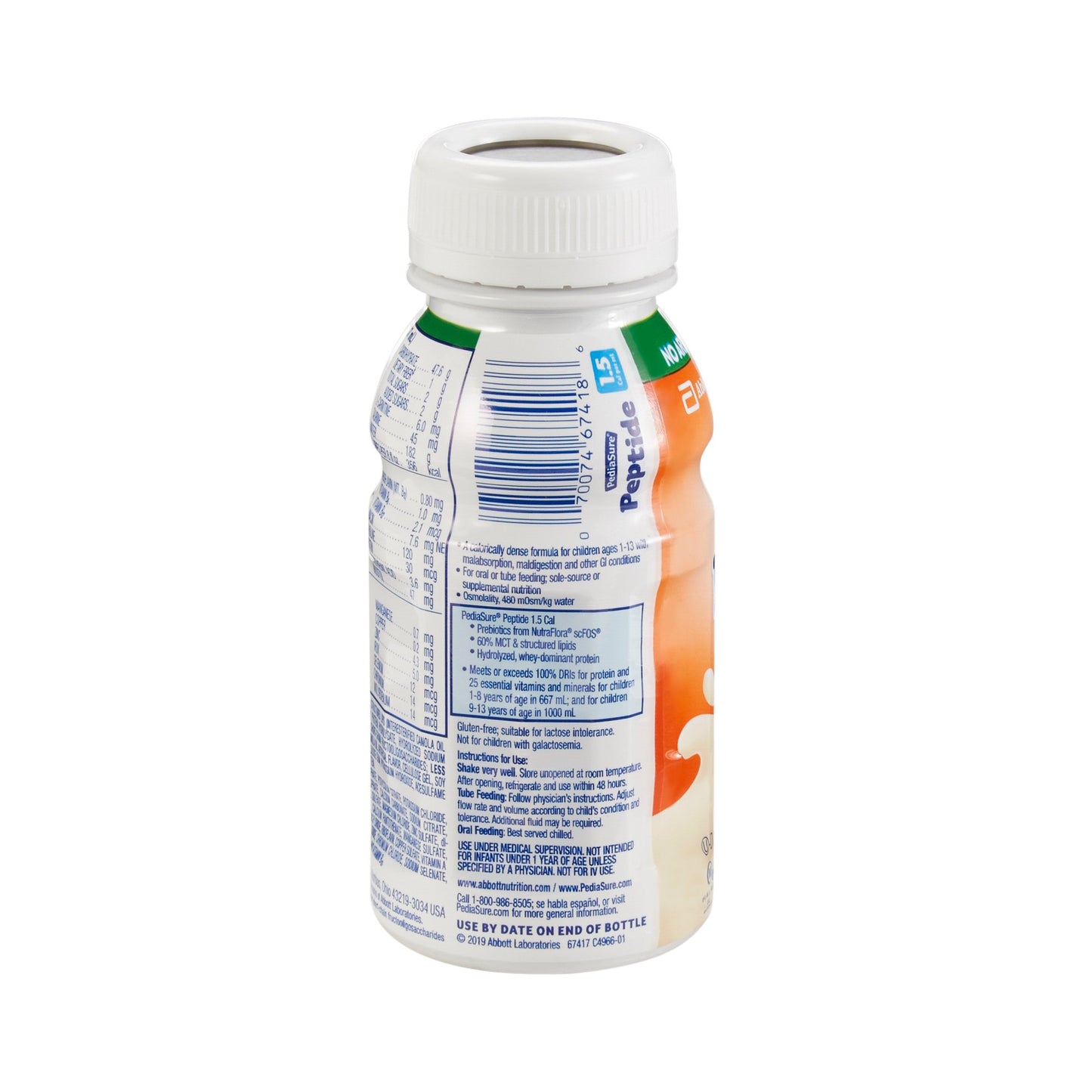 Bottle with a white cap on a white background