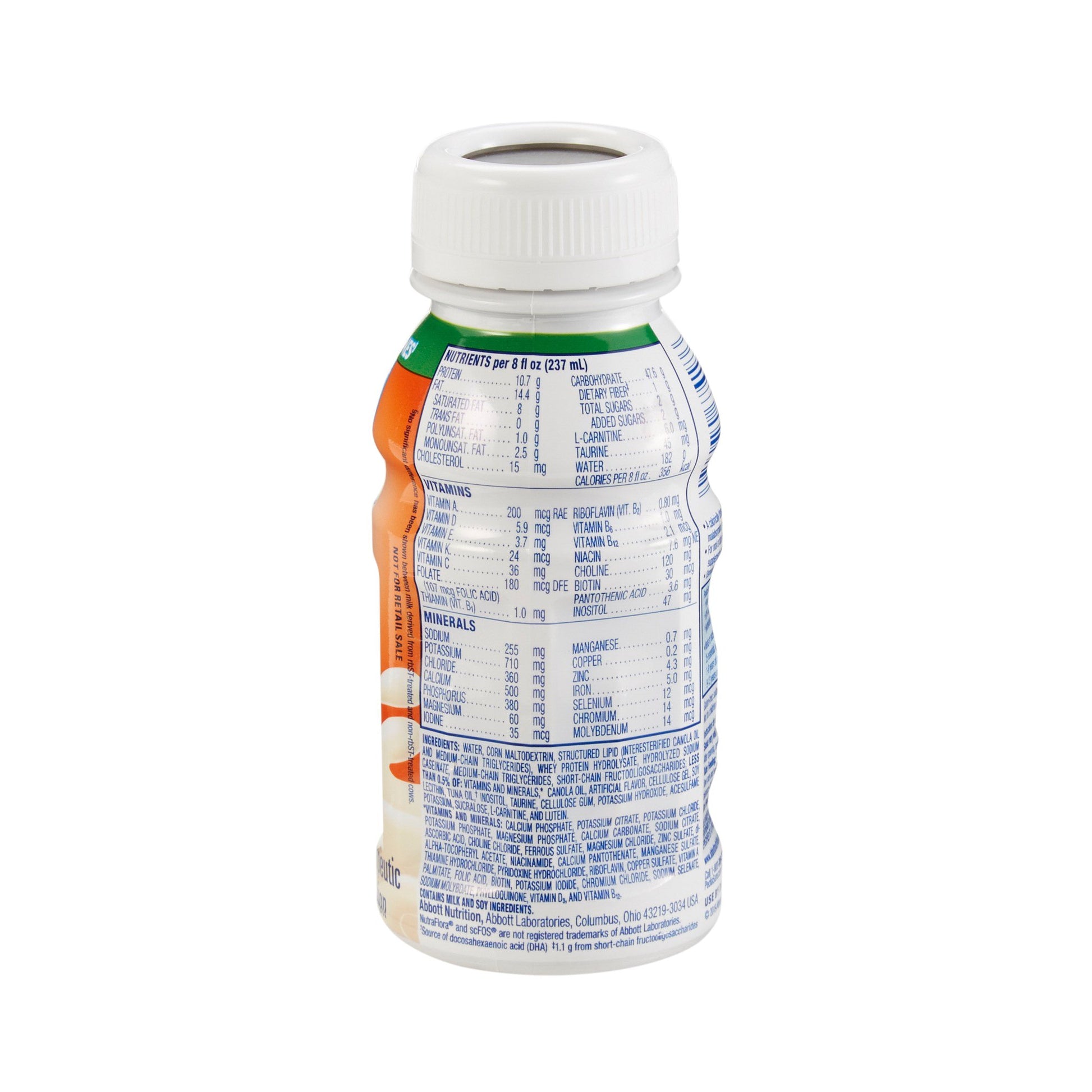 Bottle with a label on a white background