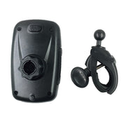 Black electronic device with a clip on a white background