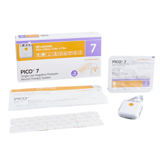 PICO 7 single use negative pressure wound therapy system packaging on a white background