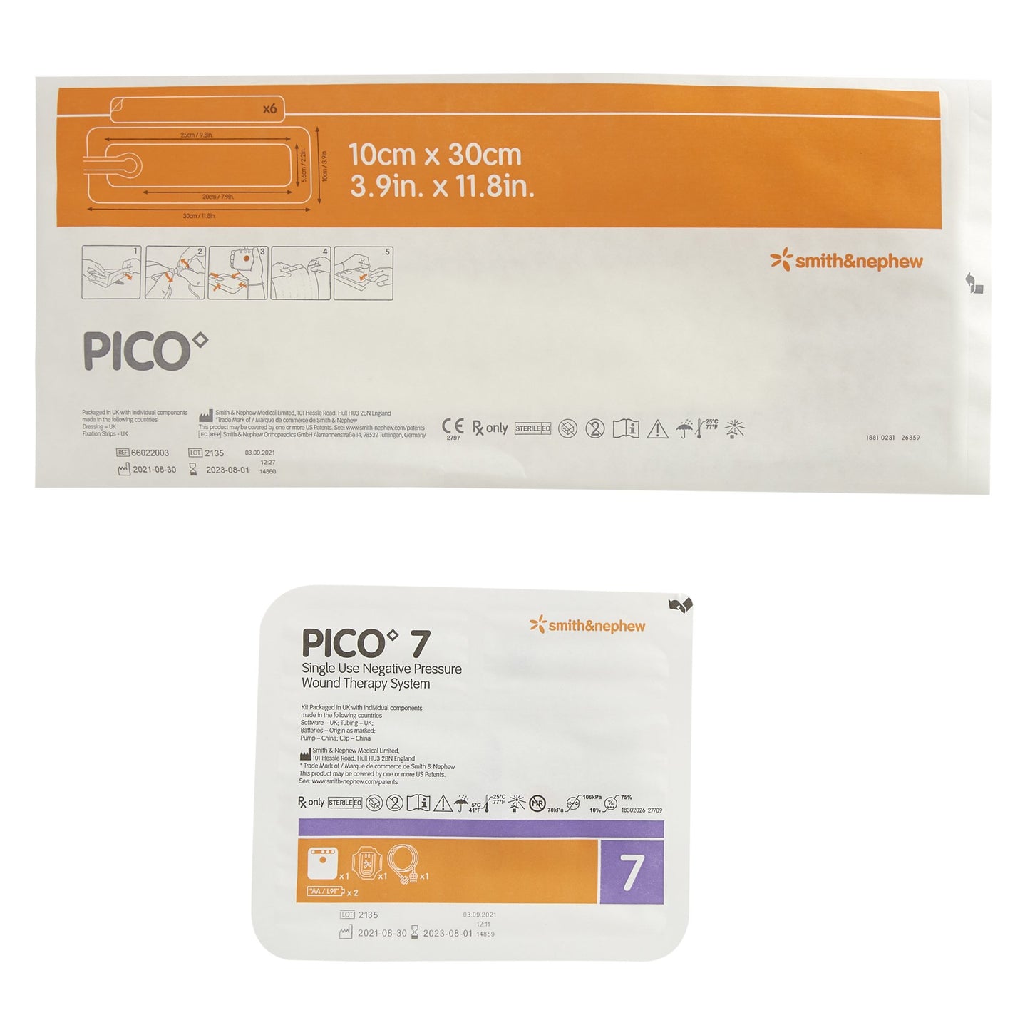 PICO 7 single-use negative pressure wound therapy package by Smith & Nephew on a white background