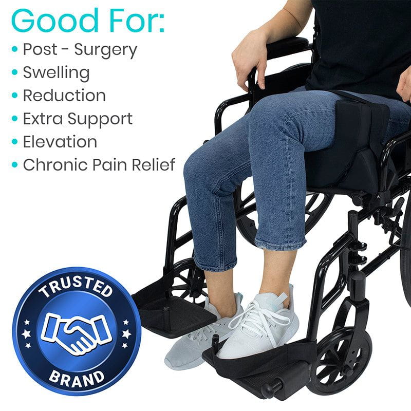 Person using a wheelchair with text indicating uses and a 'Trusted Brand' badge.
