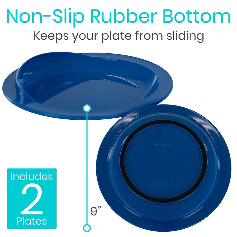 Vive Spill-Proof Scoop Plate Set - Adaptive Dining Plates for Seniors