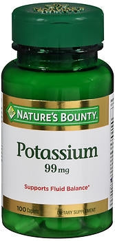 Nature's Bounty Potassium supplement bottle on a white background