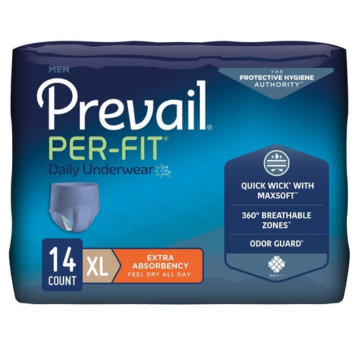 Package of Prevail Per-Fit daily underwear for men on a white background