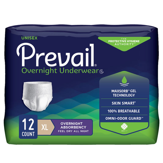 Prevail® Overnight Pull On Absorbent Underwear X-Large Unisex Disposable Heavy Absorbency