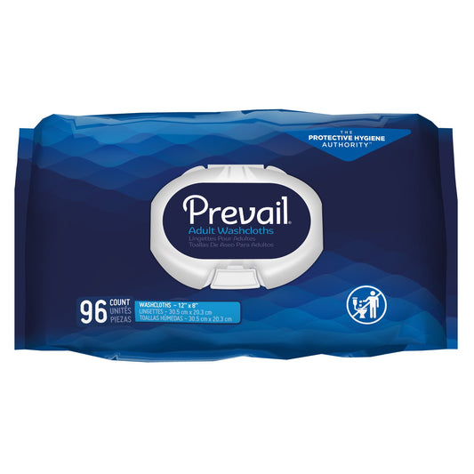Pack of Prevail adult washcloths on a white background