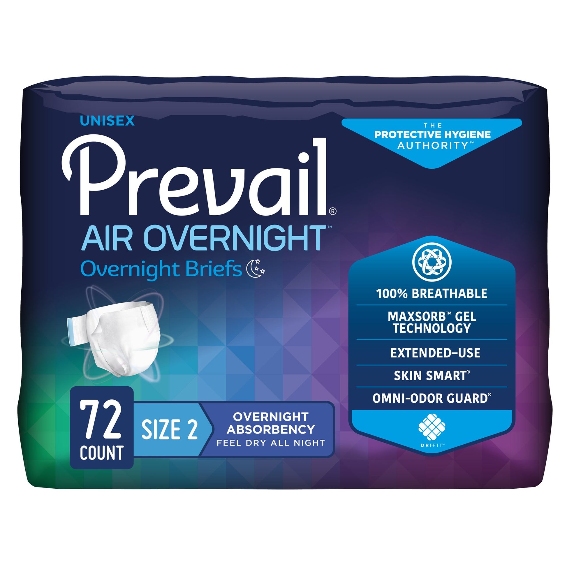 Package of Prevail Air Overnight overnight briefs on a white background