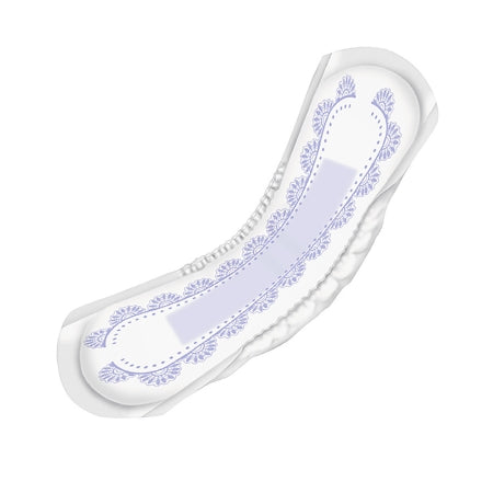 White sanitary pad with floral pattern on a white background