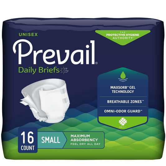 Package of Prevail daily briefs with blue and green design