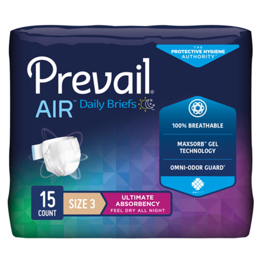 Prevail Air Briefs Heavy Absorbency X-Large - Case of 60 (58-73 inch waist)
