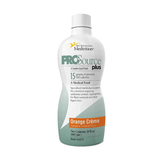 Medtrition ProSource Plus Orange Cèreme liquid protein bottle on a white background