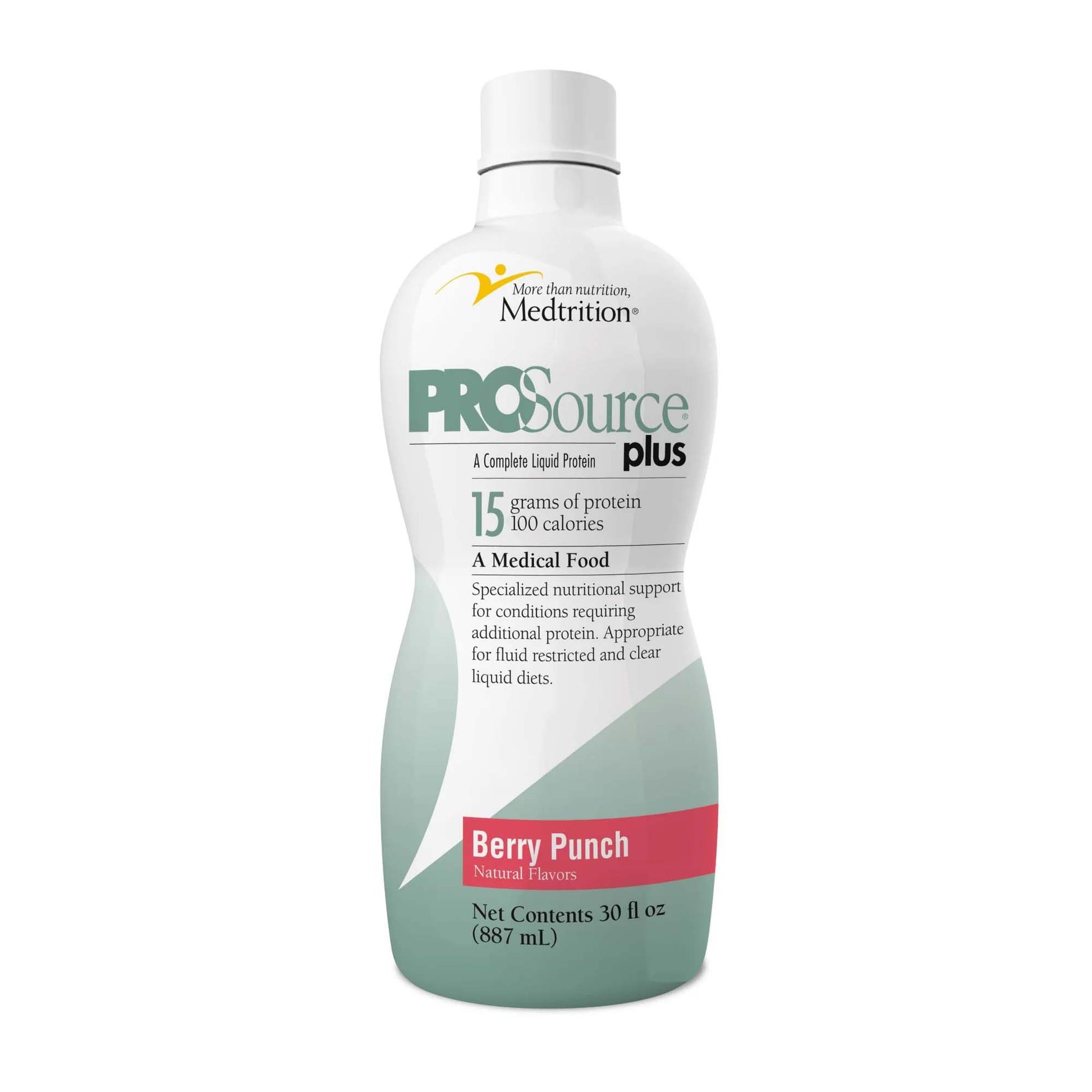 Medtrition ProSource Plus Berry Punch protein supplement bottle on a white background
