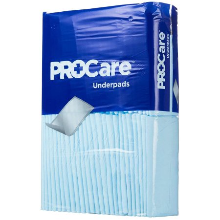 Pack of ProCare underpads with blue packaging on a white background