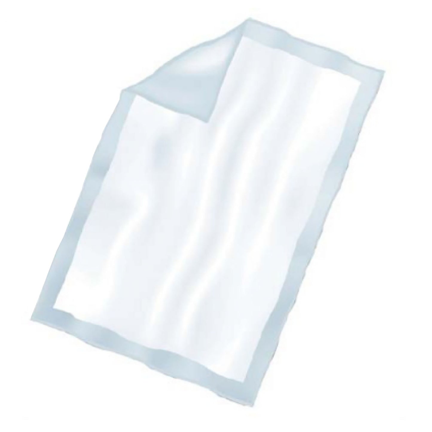 White towel with blue trim on a white background