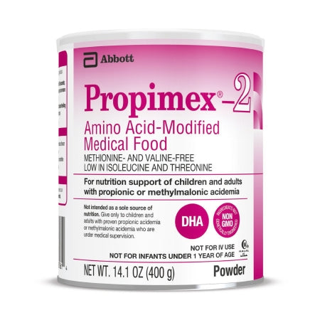 Can of Propimex-2 medical food with Abbott branding on a white background