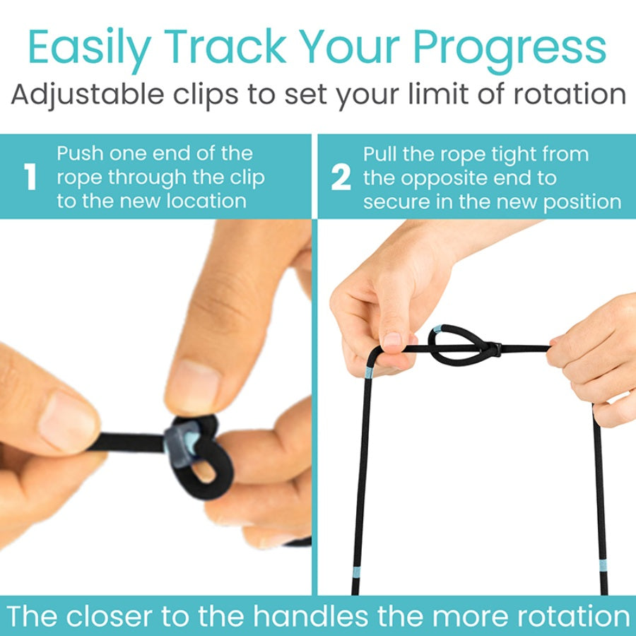 Instructions for using adjustable clips to track progress with a rope.