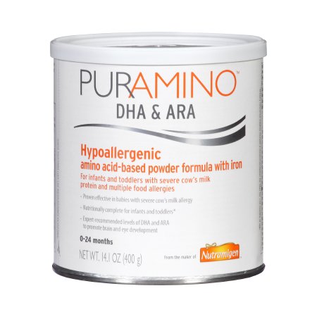 PurAmino DHA & ARA powder container on a white background