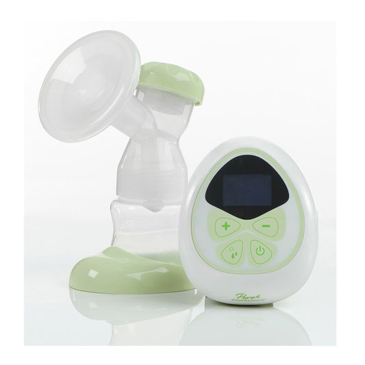 Breast pump with digital display on a white background