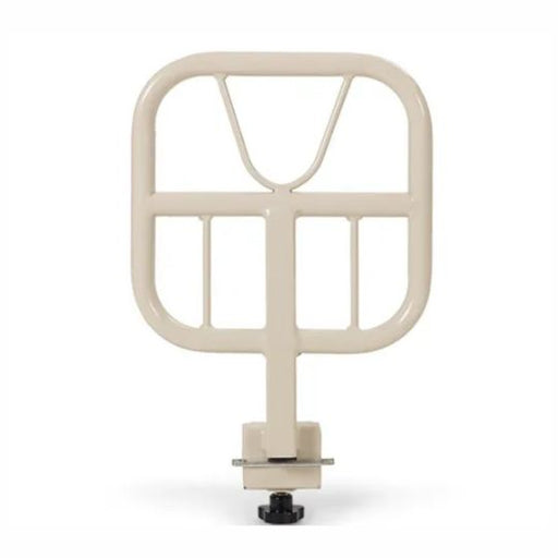 Beige metal grid-like object on a white background