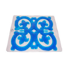 Decorative blue design on a white background
